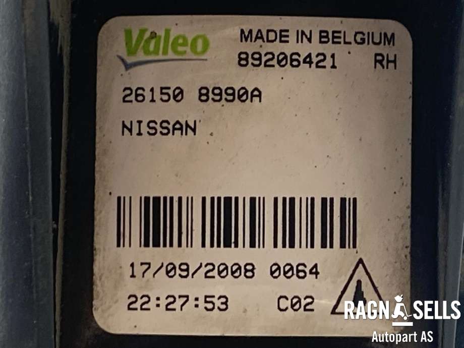 Tåkelykt høyre foran til Nissan Qashqai 2007-2010 (Type I, Fase 1)  (VALEO|261508990A|89206421|)