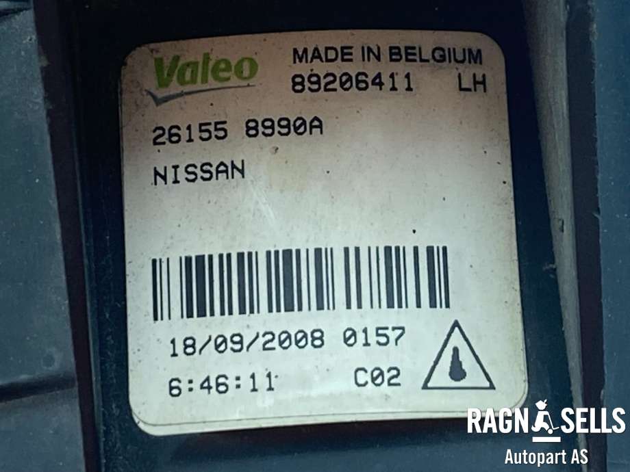 Tåkelykt venstre foran til Nissan Qashqai 2007-2010 (Type I, Fase 1)  (VALEO|261558990A|89206411|)