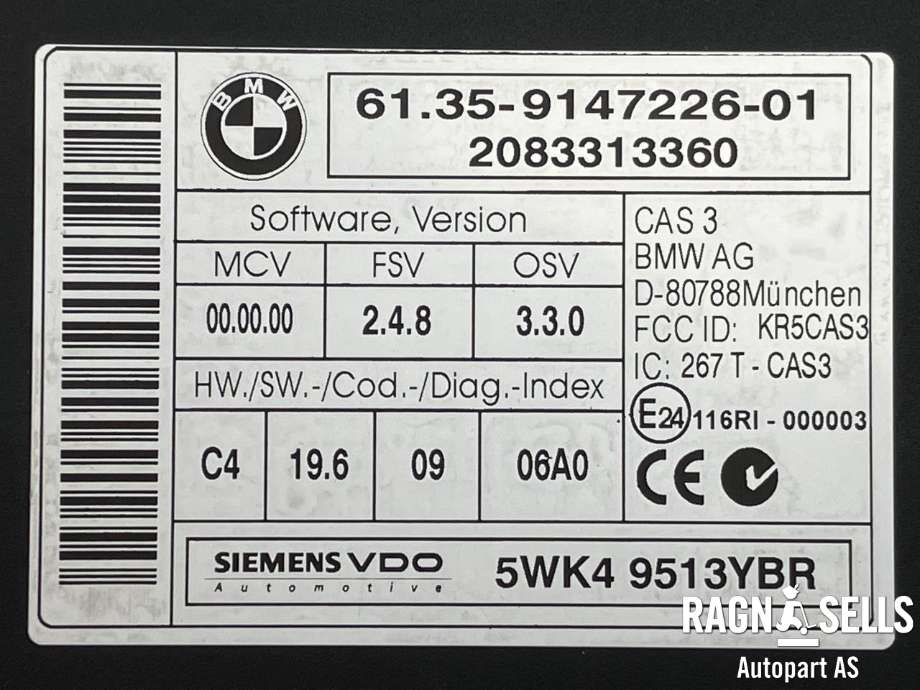 Styreenhet diverse til BMW 3-Serie 2005-2011 (E90/E91/E92/E93) (E90/E91/E92/E93) (61 35 9 395 657|61 35 9 147 226|)