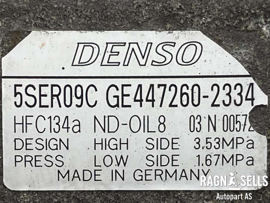Aircondition kompressor til Toyota Auris 2010-2012 (Type I, Fase 2)  (883100D330|4472602334|88310-0D201|88310-0D202|88310-0D230|88310-0D231|88310-0D232|88310-0D320|88310-02630|88310-1A680|88310-1A800|88310-1A820|88310-52591)