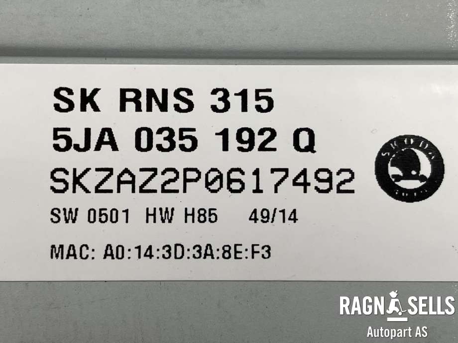 Bilstereo til Škoda Rapid 2012-2019  (5JA035192Q|5JA035192J|)