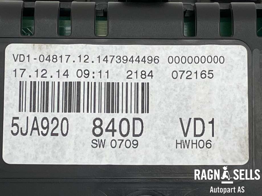 Instrumentpanel til Škoda Rapid 2012-2019  (5JA920840D|)