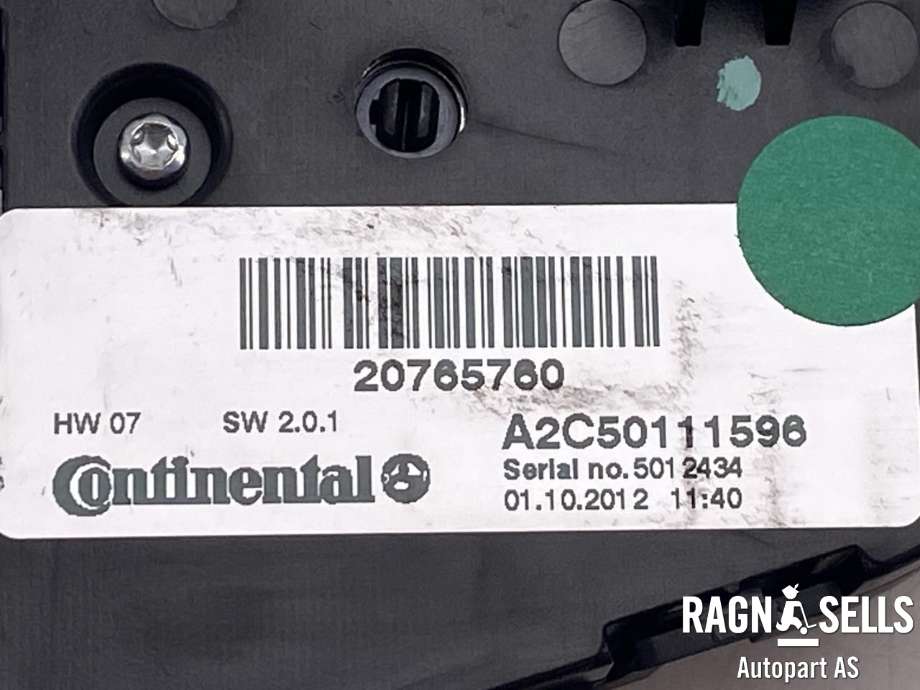 Varmeapparat betjening til Opel Mokka 2012-2016 (Type I, Fase 1)  (CONTINENTAL|20765760|A2C50111596|5012434)