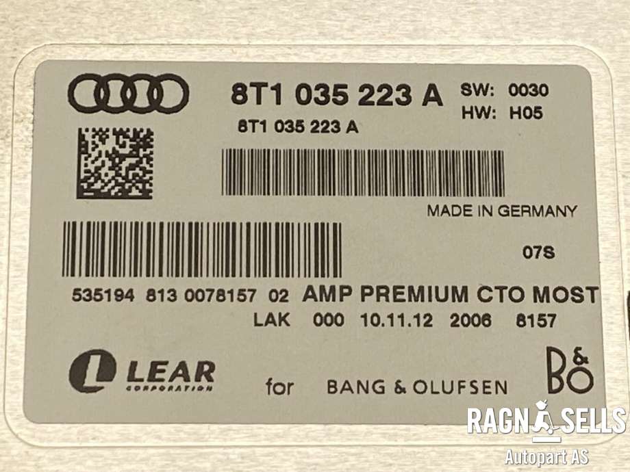 Bilstereo forsterker til Audi Q5 2012-2017 (Type I, Fase 2)  (8T1035223A|)