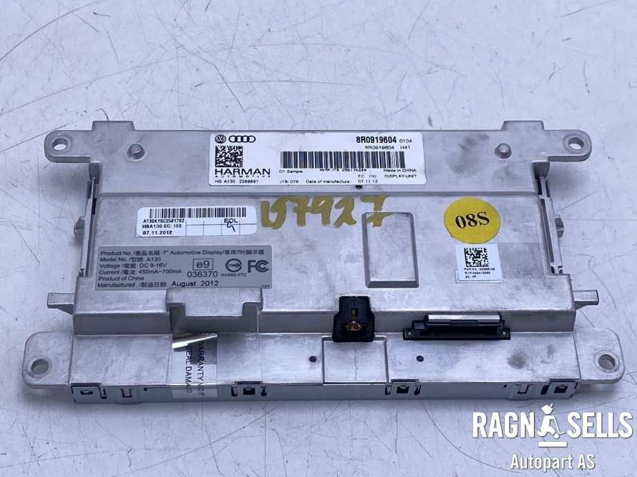 Bilstereo navigasjon skjerm til Audi Q5 2012-2017 (Type I, Fase 2)  (8R0 919 604 A|)