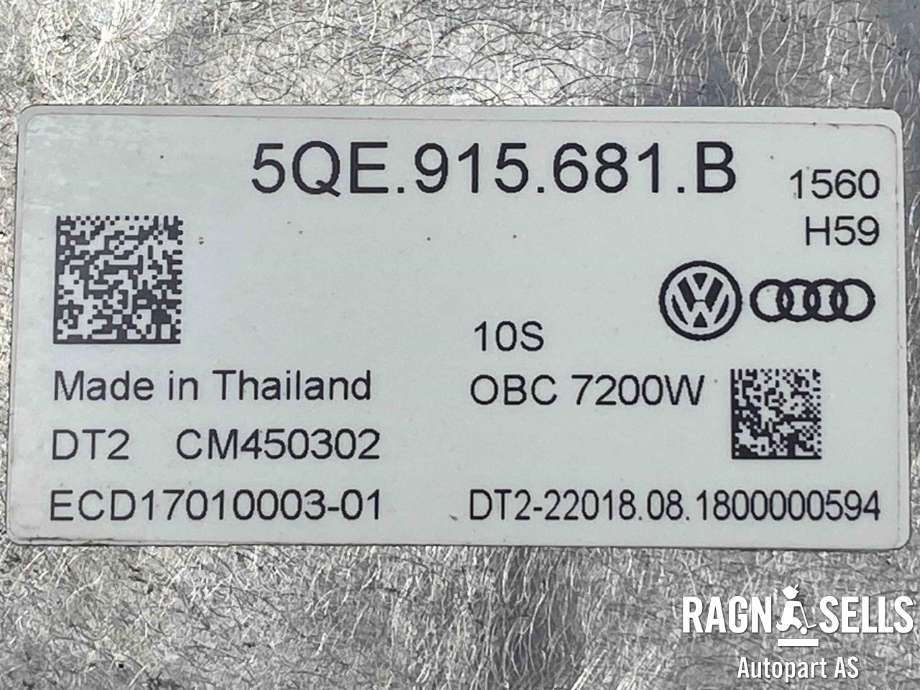 Batterilader (OBC - On Board Charger) til VW e-Golf 2017-2020 (Fase 2)  (5QE 915 681 N|5QE915681B|)