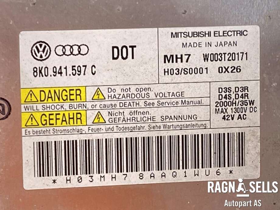 Frontlykt venstre xenon til Audi A4 2007-2014 (Type IV) (B8) (B8) (AUTOMOTIVE LIGHTNING|8K0 941 029 AQ|8K0 941 003 P|8K0941597C| 8K0907472A)
