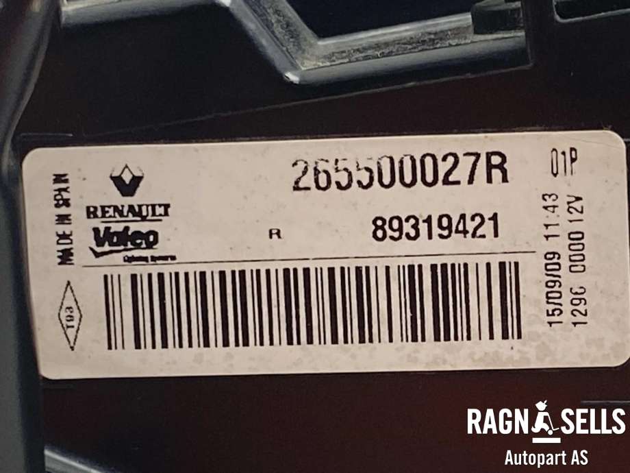Baklykt høyre indre til Renault Megane 2009-2016 Type III (265500027R|)