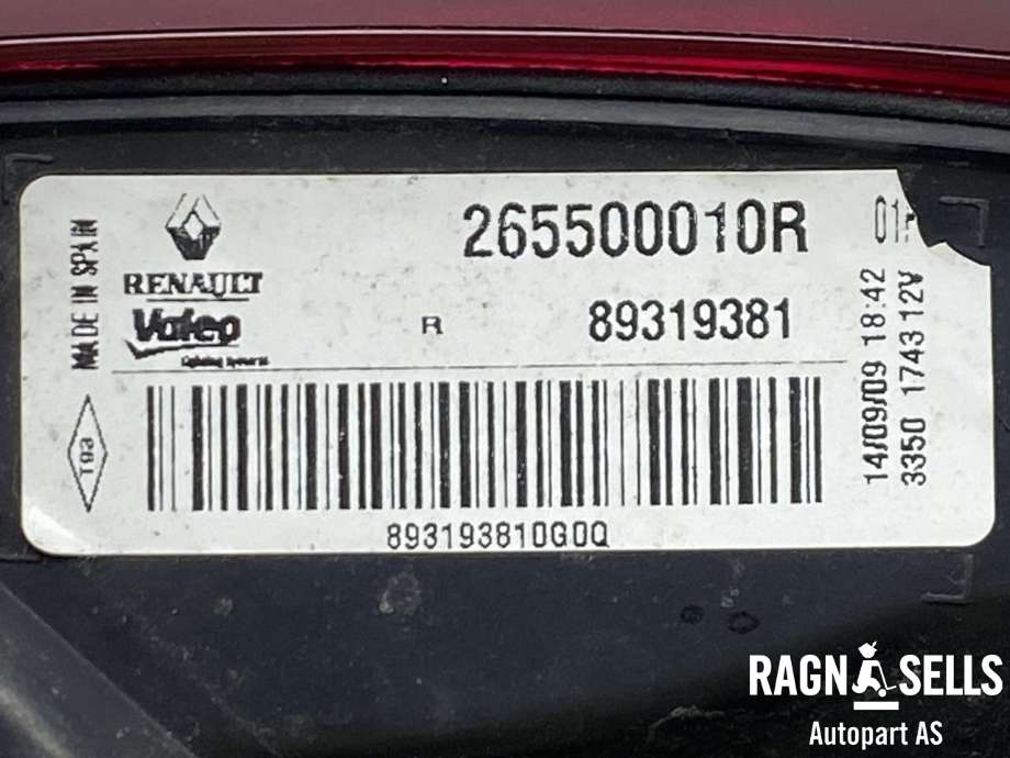 Baklykt høyre ytre til Renault Megane 2009-2016 Type III (265500010R|)