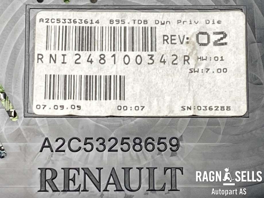 Instrumentpanel til Renault Megane 2009-2016 Type III (248100342R|)