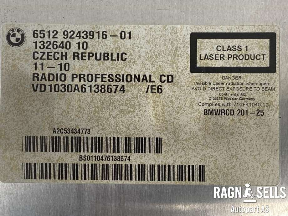 Bilstereo til BMW X1 2009-2015 (E84) (E84) (65 12 9 268 807|65 12 9 243 916|65 12 9 343 201)