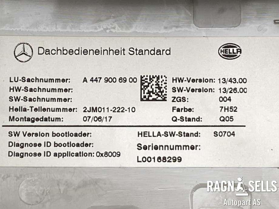 Taklyspanel til Mercedes Vito 2014-->> (W447) (W447) (HELLA|A 447 900 69 00 7H52|A4479006900|)