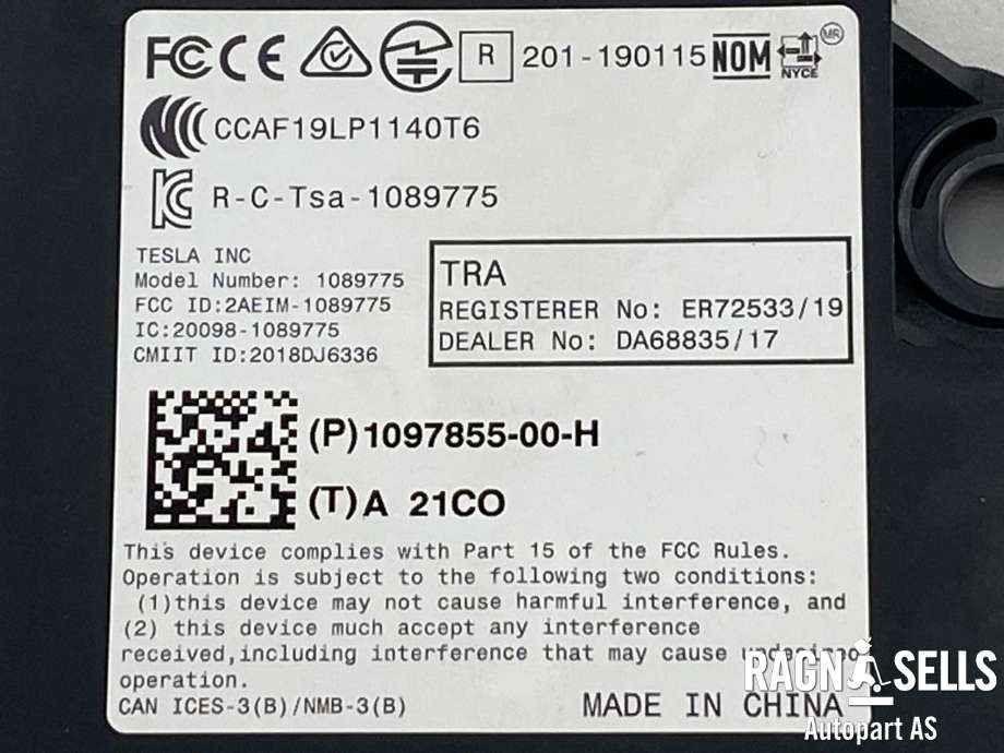 Styreenhet diverse til Tesla Model 3 2018-2023 (Fase 1)  (1097855-00-H|)