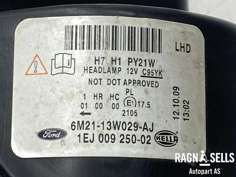 Frontlykt høyre halogen til Ford S-Max 2006-2010 (Type I, Fase 1)  (6M21-13W029-AL|6M21-13W029-AJ|1791503)