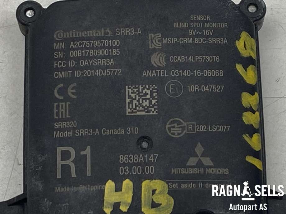 Sensor radar til Mitsubishi Outlander 2015-->> (Type III, Fase 2)  (CONTINENTAL|031401606068|8638A147|)