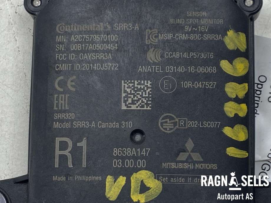 Sensor radar til Mitsubishi Outlander 2015-->> (Type III, Fase 2) (CONTINENTAL|031401606068|8638A147|)