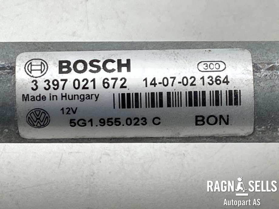 Viskermotor frontrute komplett m/overføring til VW e-Golf 2014-2017 (Fase 1)  (BOSCH|5G1 955 023 D|3397021672|5G1955023C)