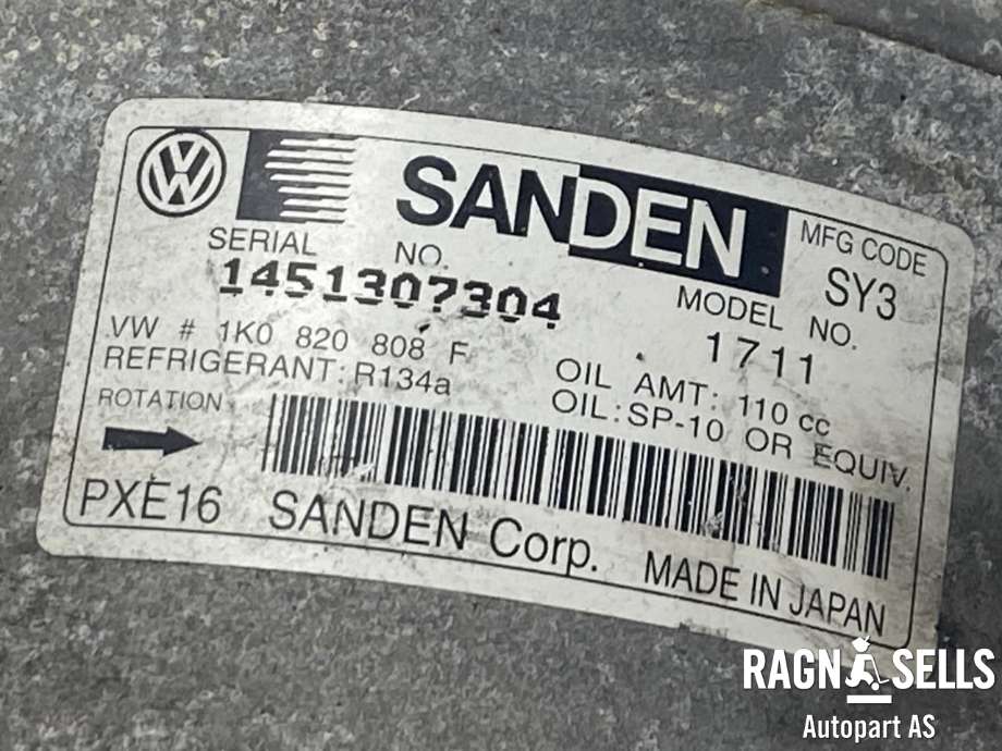 Aircondition kompressor til VW Touran 2010-2015 (Type I, Fase 3)  (SANDEN|1K0 820 808 F|1K0 820 808 FX|)