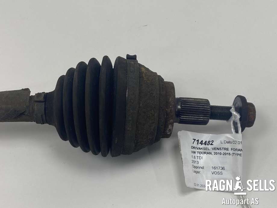 Drivaksel venstre foran, diesel/automat til VW Touran 2010-2015 (Type I, Fase 3)  (1K0 407 271 LB|1K0 407 763 KX|)