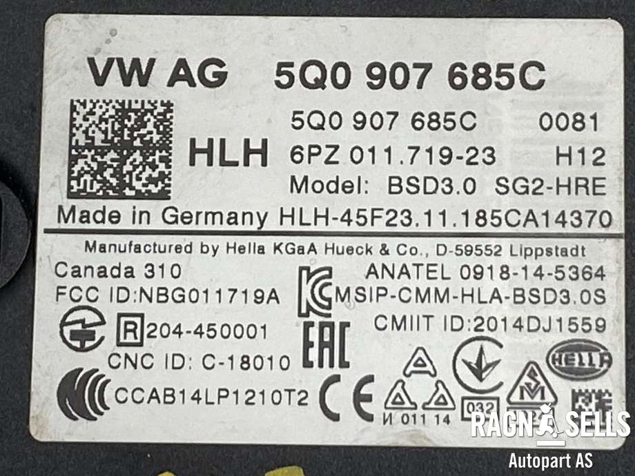 Sensor blindsone til VW e-Golf 2017-2020 (Fase 2)  (5Q0907685C|)