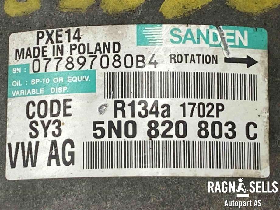 Aircondition kompressor til VW Caddy 2010-2015 (Type III, Fase 2)  (SANDEN|5N0820803C|5K0 820 803|5K0 820 803 L)