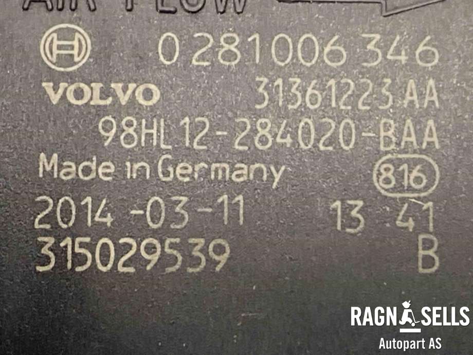 Luftmengde/luftmassemåler til Volvo V60/V60 CC 2013-2018 (Type I, Fase 2)  (31459403|31361223|0 281 006 346|315029539)