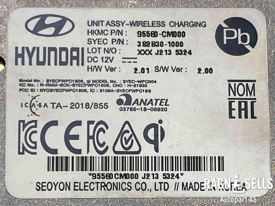 Dashbord trådløs mobillader til Hyundai Kona 2021-2023 (Type I, Fase 2)  (95560CM000|)
