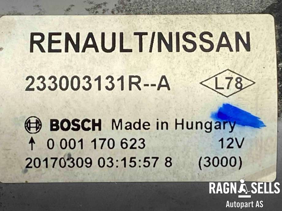 Starter diesel til Nissan Qashqai 2014-2021 (Type II)  (BOSCH|2330000Q2M|233003131RA|233003131RRP|1202510|4407986|93451976|93460824|95520343|95527053|2330003248R|2330003359R|2330004263R|2330007738R|2330008131R|)