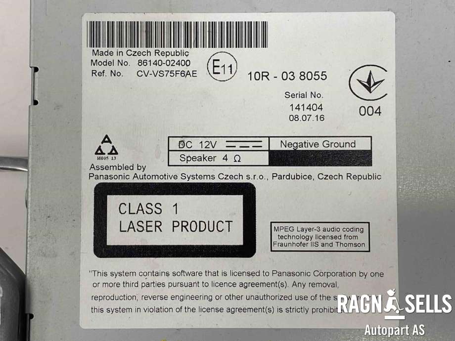 Bilstereo navigasjon til Toyota Auris 2015-2019 (Type II, Fase 2)  (8614002400|)
