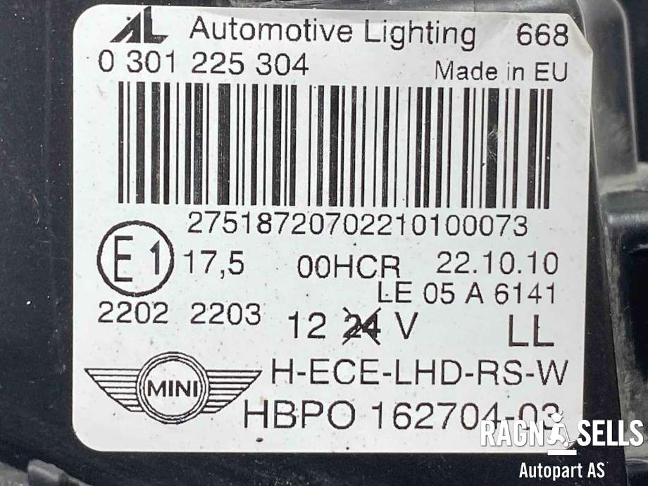 Frontlykt høyre halogen til Mini One/Cooper 2007-2014 (R55-57) (R55-57) (63 12 2 751 264||0 301 225 304)