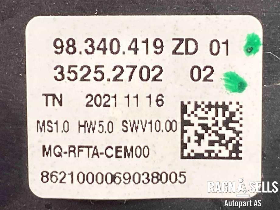 Varmeapparat betjening til Toyota Proace City 2020-->>  (98340419|)