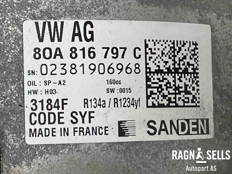 Aircondition kompressor hybrid til Audi Q5 2017-->> (Type II)  (SANDEN|80A 816 797 C|80A 816 797 F|)
