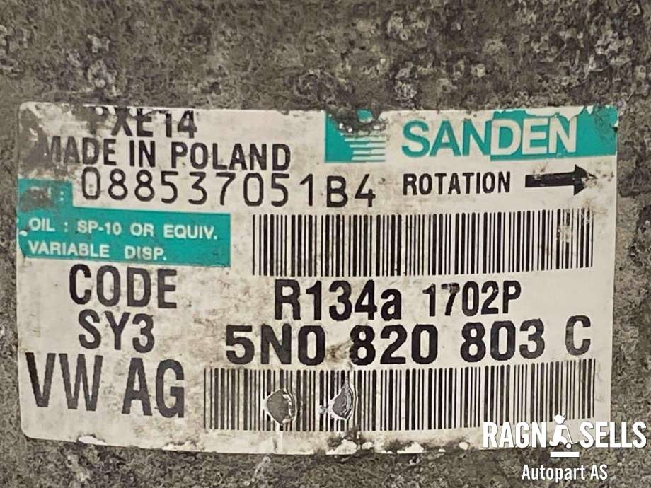 Aircondition kompressor til Škoda Fabia 2010-2014 (Type II, Fase 2)  (SANDEN|5N0 820 803 C|5Q0820803A|5Q0820803E|5Q0820803F|5Q0820803G|5Q0820803K|5Q0820803L|5Q0820803M|1K0820808AX|1K0820859H|1K0820859J|1K0820859N|1K0820859P|1K0820859TX|5K0820803|5K0820803A|5K0820803CX|5K0820803EX|5K0820803HX|5N0820803|5Q0820803)