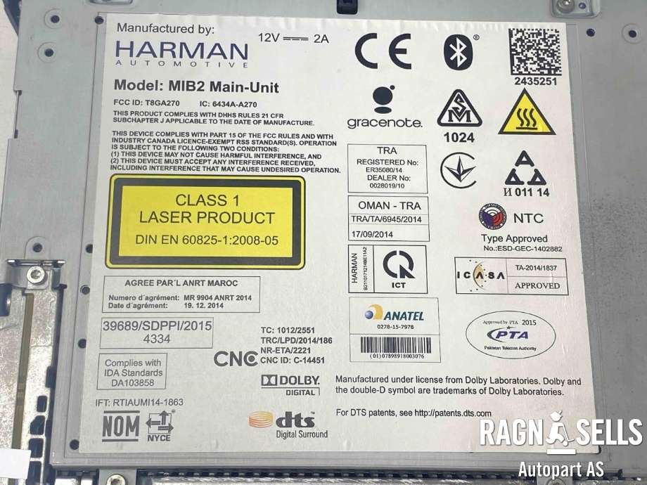 Bilstereo CD-veksler til Audi Q5 2017-->> (Type II)  (HARMAN|8W5035035D|)