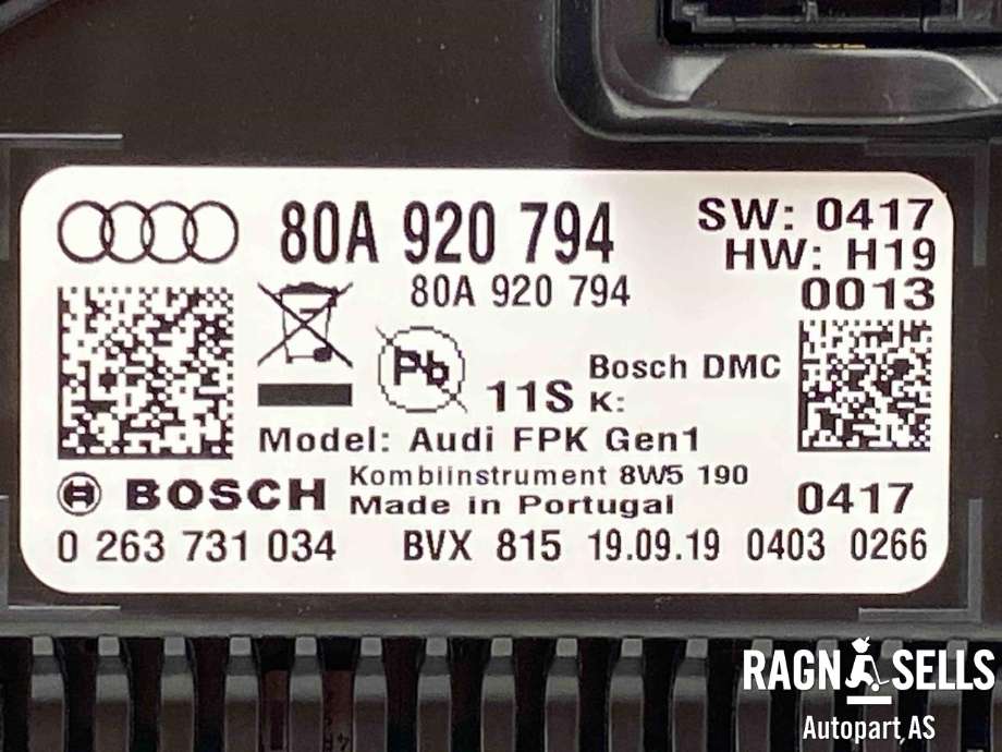 Instrumentpanel til Audi Q5 2017-->> (Type II)  (BOSCH|80A920794|)