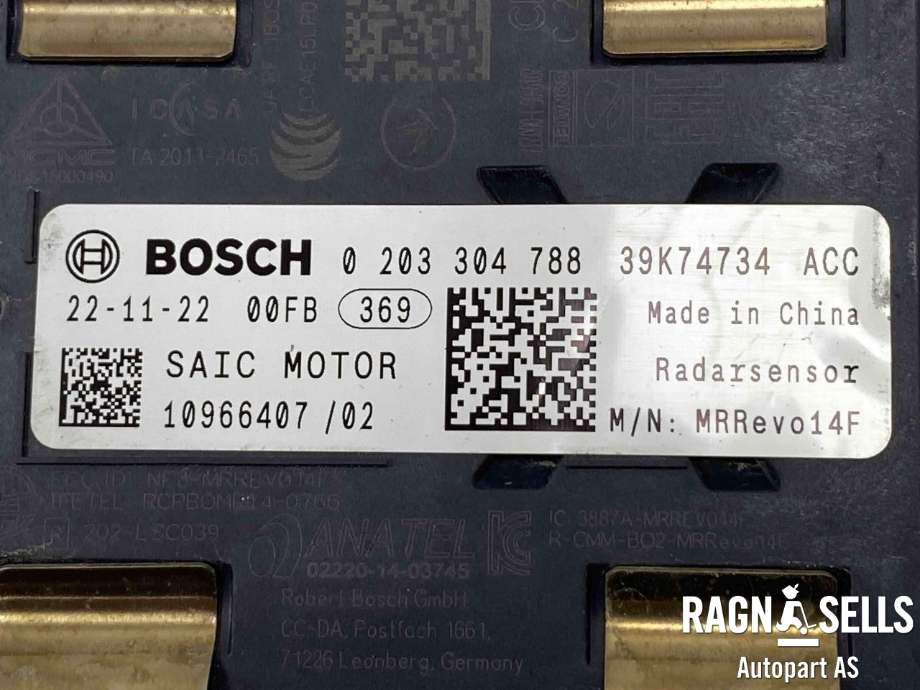 Sensor radar til MG ZS EV 2022-->> (Type I, Fase 2)  (BOSCH|10966407||0 203 304 788)