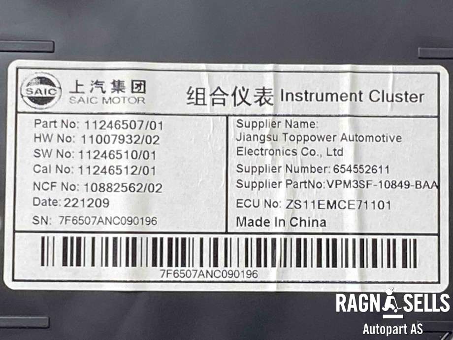 Instrumentpanel til MG ZS EV 2022-->> (Type I, Fase 2)  (11246507|)
