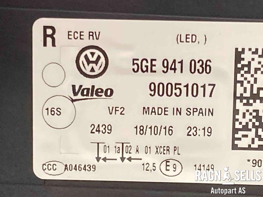 Frontlykt høyre full-LED til VW e-Golf 2017-2020 (Fase 2)  (5GE 941 774|)