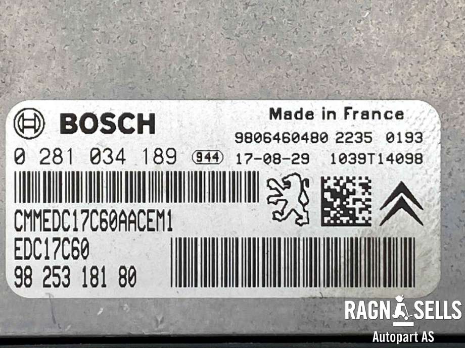 Styreenhet motor til Peugeot Partner 2015-2019 (Type II, Fase 2)  (BOSCH|0281034189|9806460480|)
