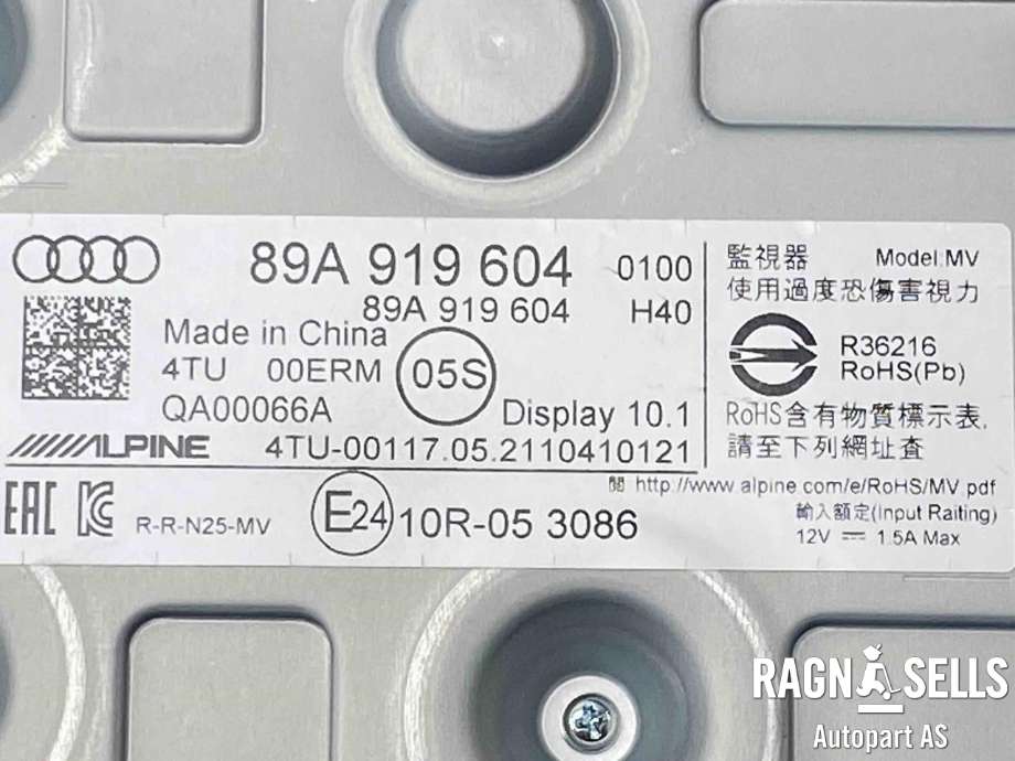 Bilstereo navigasjon skjerm til Audi Q4 e-tron 2021-->>  (89A919604|)