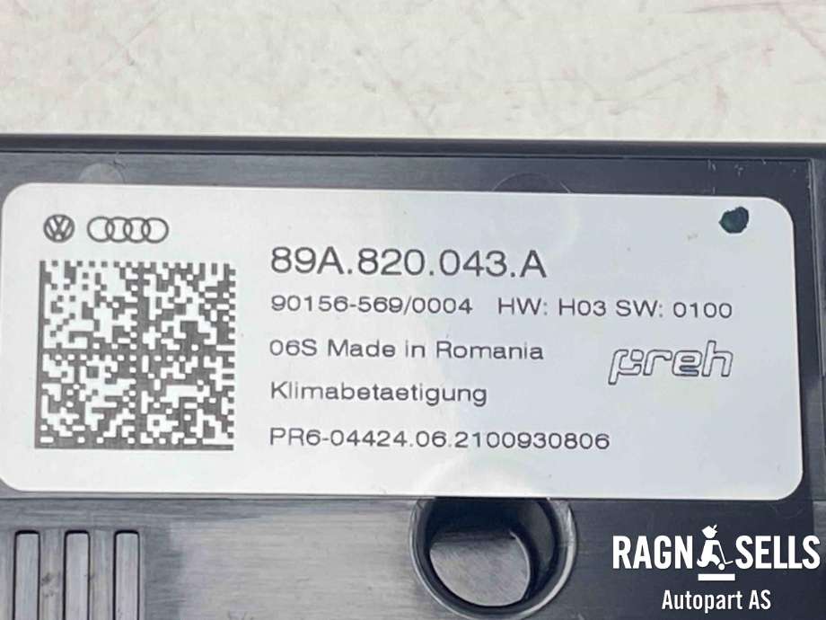 Varmeapparat betjening til Audi Q4 e-tron 2021-->>  (89A 820 043 A|)