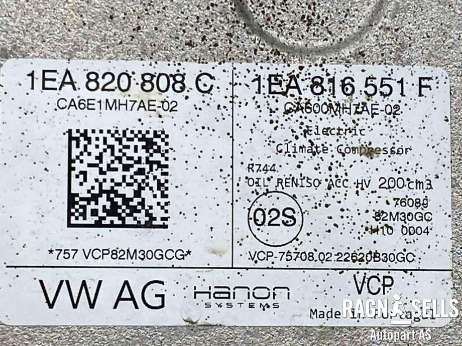 Aircondition kompressor elbil til VW ID.4 2020-->>  (HANON|1EA 820 808 C|1EA 820 808 E|1EA 820 808 H)