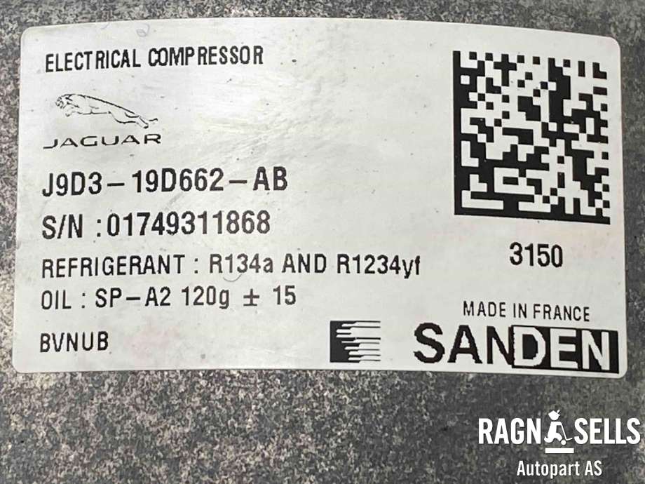 Aircondition kompressor elbil til Jaguar I-PACE 2018-->>  (N2A319D662AC|)