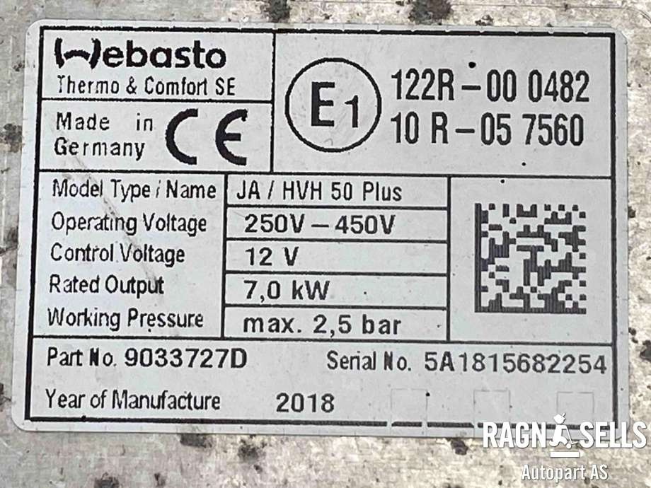 Varmeapparat PTC-heater til Jaguar I-PACE 2018-->>  (J9D318K600AD||T4K5902)