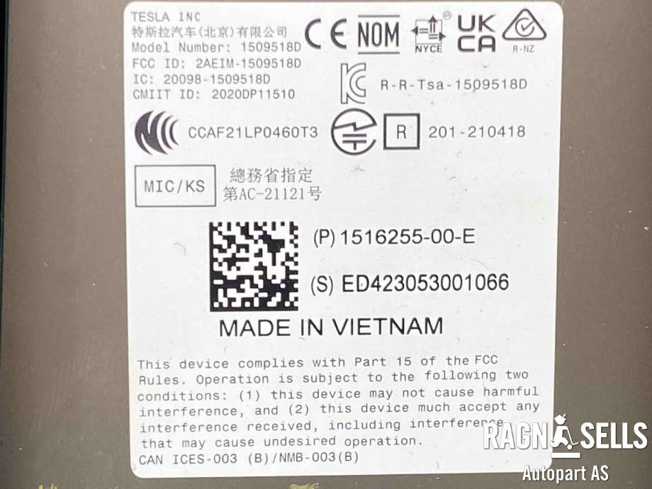 Kamera til Tesla Model Y 2021-2024 (Type I)  (151625500E|)