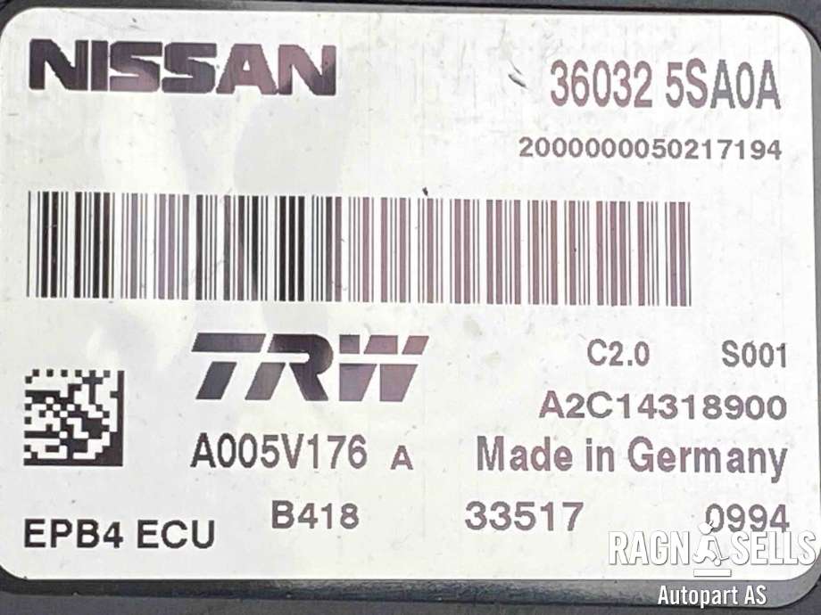 Styreenhet parkering til Nissan Leaf 2018-->> (Type II) (360325SA0A|)