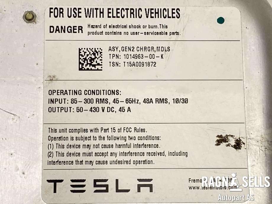 Batterilader (OBC - On Board Charger) til Tesla Model S 2013-2016 (Fase 1)  (1014963-00-K|)
