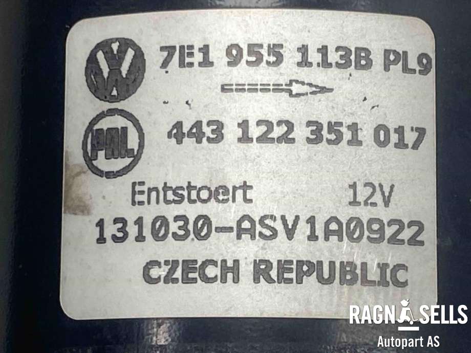 Viskermotor frontrute komplett m/overføring til VW Transporter / Caravelle 2009-2015 (Fase 2) (T5) (T5) (7E1 955 113 B|7H1 955 603 A|)