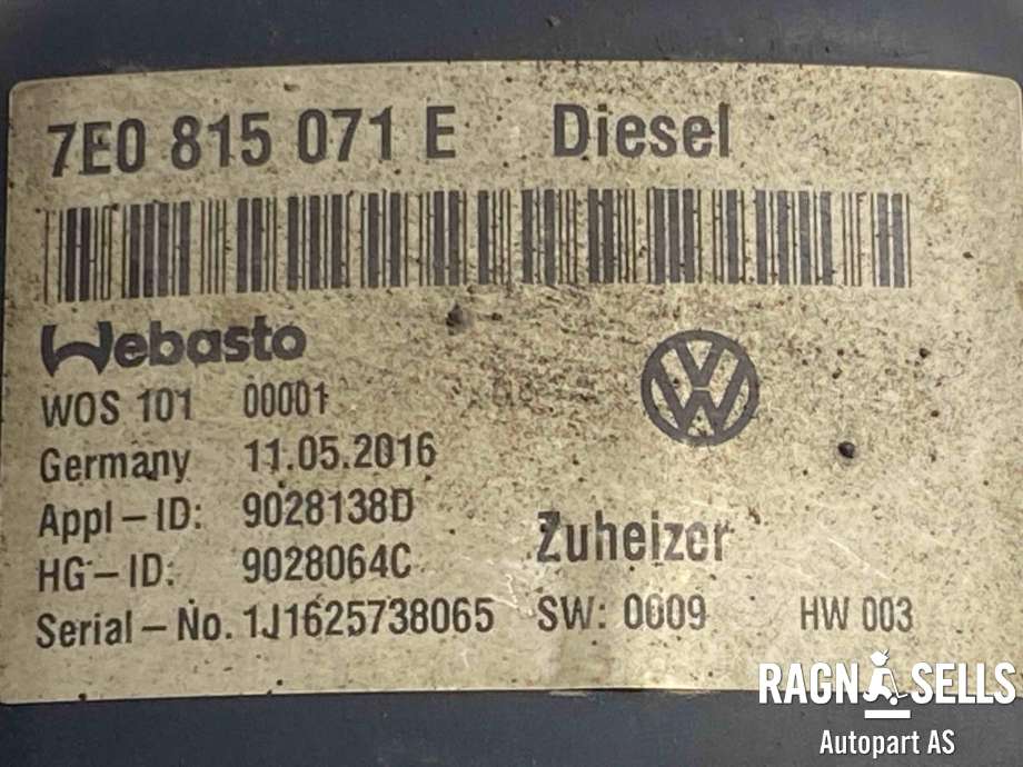 Dieselvarmer til VW Transporter / Caravelle 2015-2019 (T6) (T6) (7E0 898 008 E|7E0 815 071 E|)
