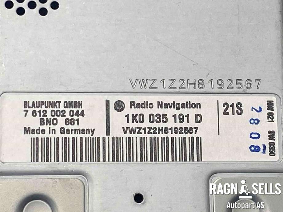Bilstereo til VW Touran 2007-2010 (Type I, Fase 2)  (1K0035191D|)